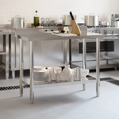 Vidaxxl Küchenarbeitstisch mit Spritzschutz 110x55x93 cm Edelstahl