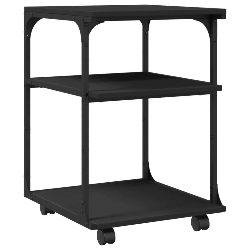 VidaXL Druckerschrank 3-lagig 43x48x64 cm verarbeitetes Holz schwarz