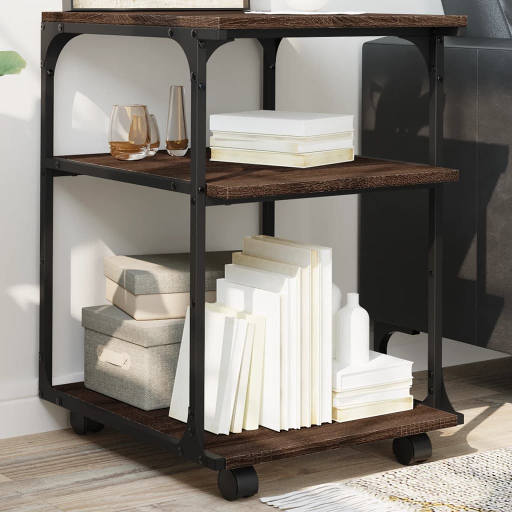 Vidaxx-Druckerschrank, 3-lagig, 43 x 48 x 64 cm, lackiertes Holz, braune Eiche