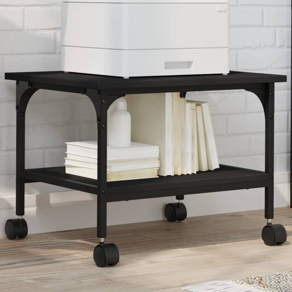 Vidaxx Druckerschrank 2-lagig 50x40x38 cm verarbeitetes Holz schwarz