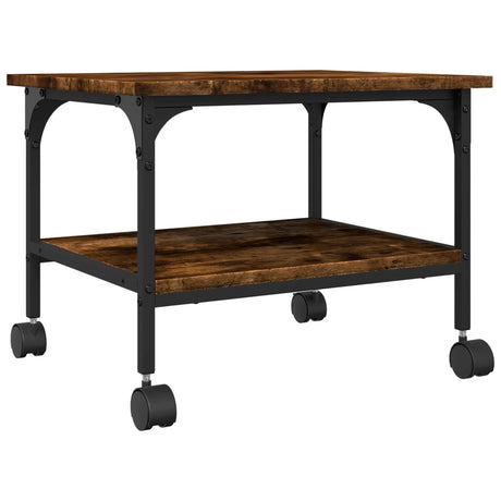 VidaXL Druckerschrank 2-lagig 50x40x38 cm verarbeitetes Holz, geräucherte Eiche