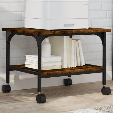 VidaXL Druckerschrank 2-lagig 50x40x38 cm verarbeitetes Holz, geräucherte Eiche