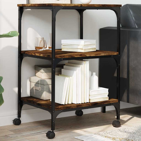VidaXL Druckerschrank 3-lagig 50x41x75 cm verarbeitetes Holz, geräucherte Eiche