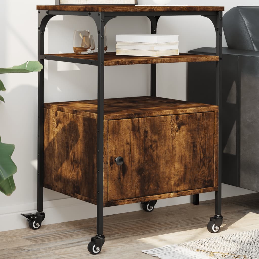 Vidaxx Druckerschrank 3-schichtig 50x40x76 cm verarbeitetes Holz, geräucherte Eiche