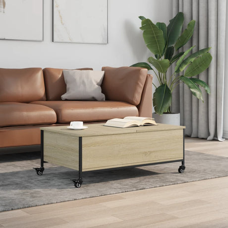 Vidaxl salontafel met wielen 91x55x34 cm bewerkt hout sonoma eiken