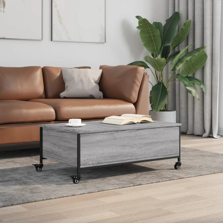 Vidaxl salontafel met wielen 91x55x34 cm bewerkt hout grijs sonoma