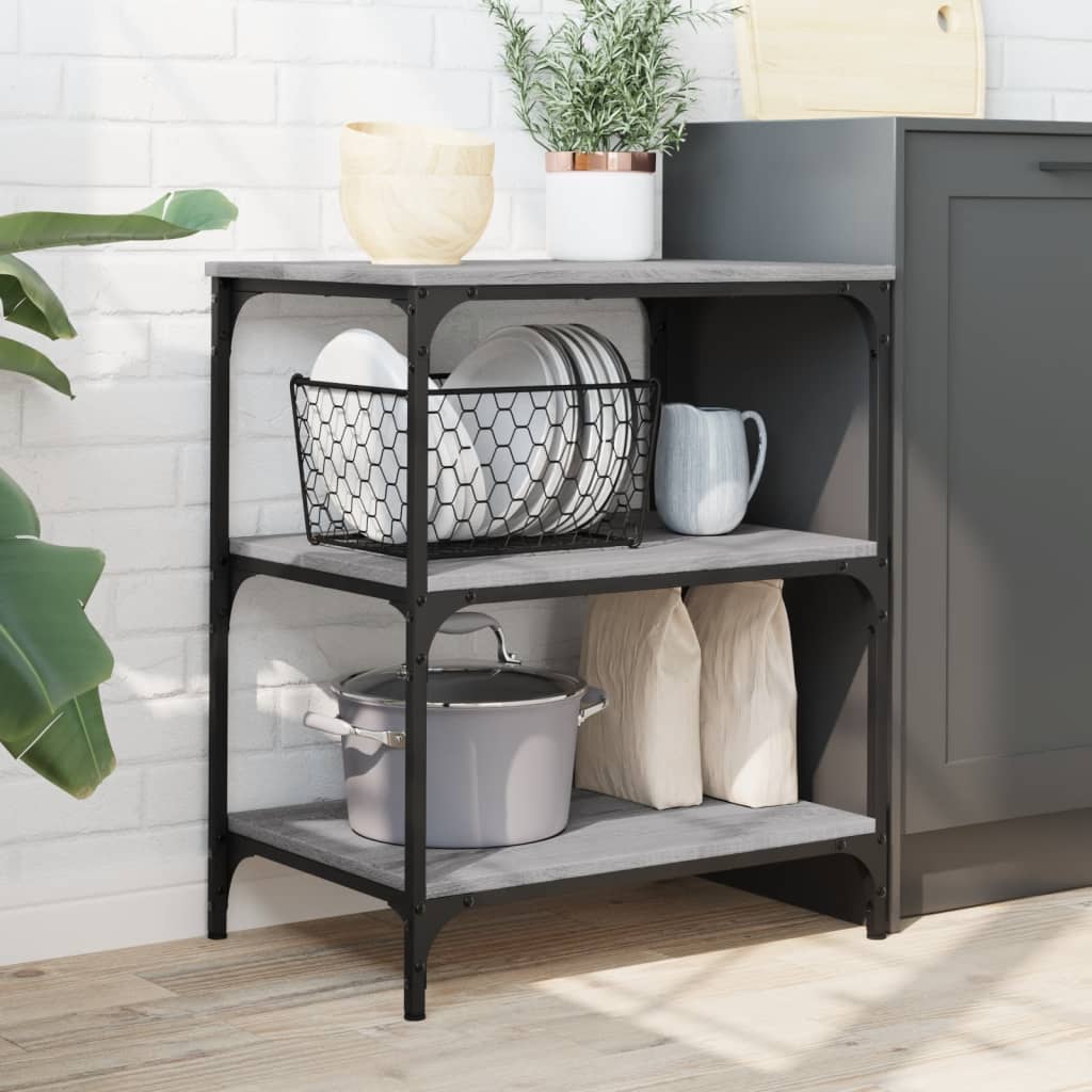 Vidaxl keukentrolley 60x41x76 bewerkt hout grijs sonoma eikenkleurig