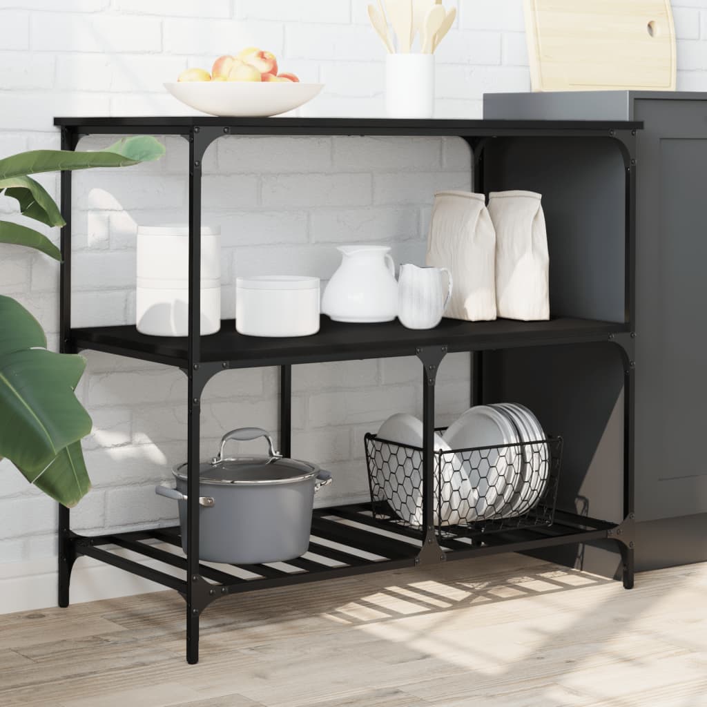 Vidaxl keukentrolley 100x50x95 cm bewerkt hout zwart
