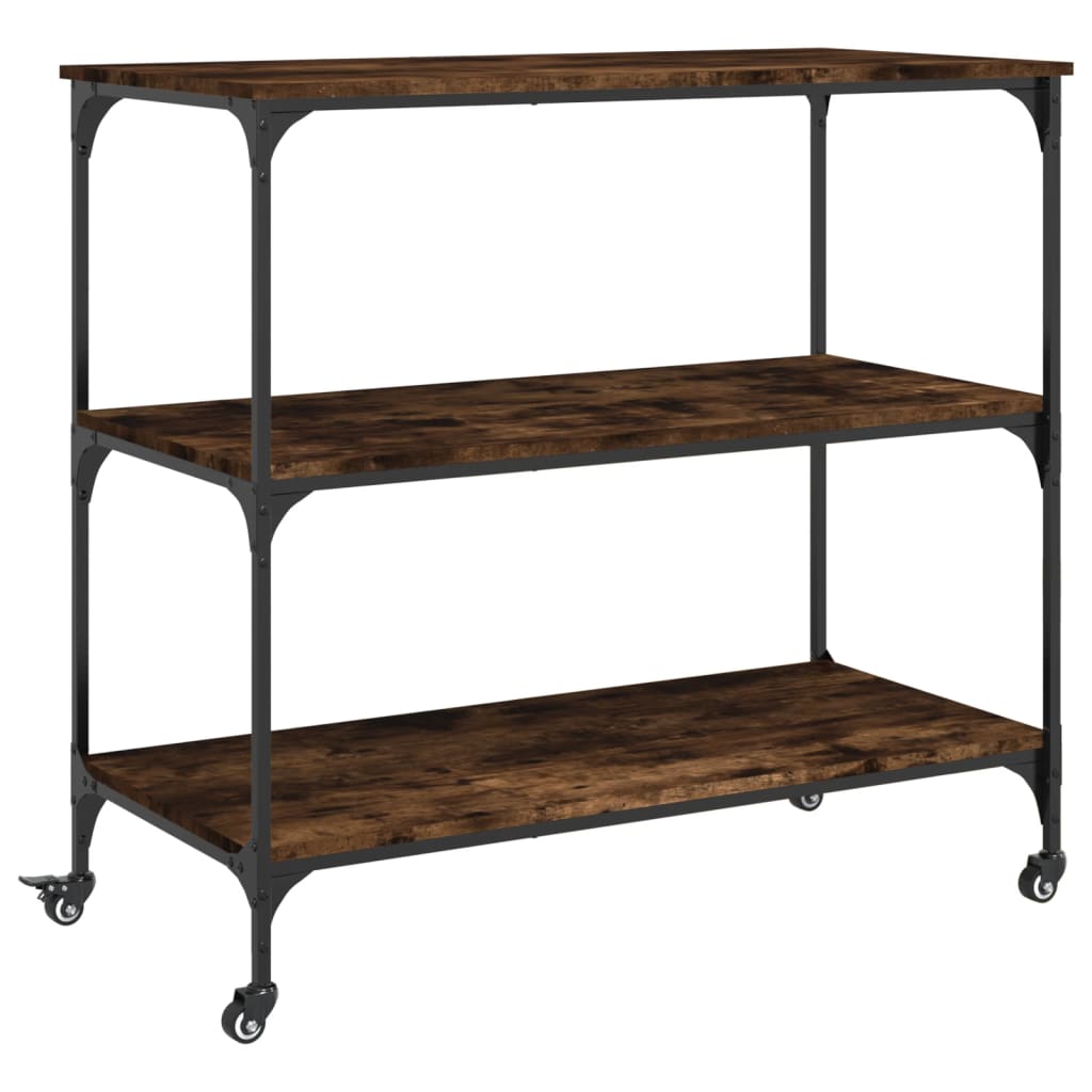 Vidaxl keukentrolley 102x50x95 cm bewerkt hout gerookt eikenkleurig
