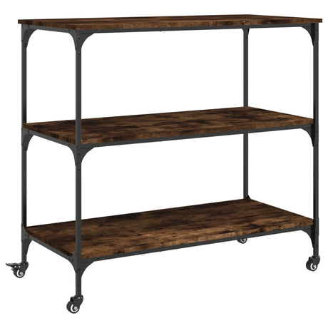 Vidaxl keukentrolley 102x50x95 cm bewerkt hout gerookt eikenkleurig