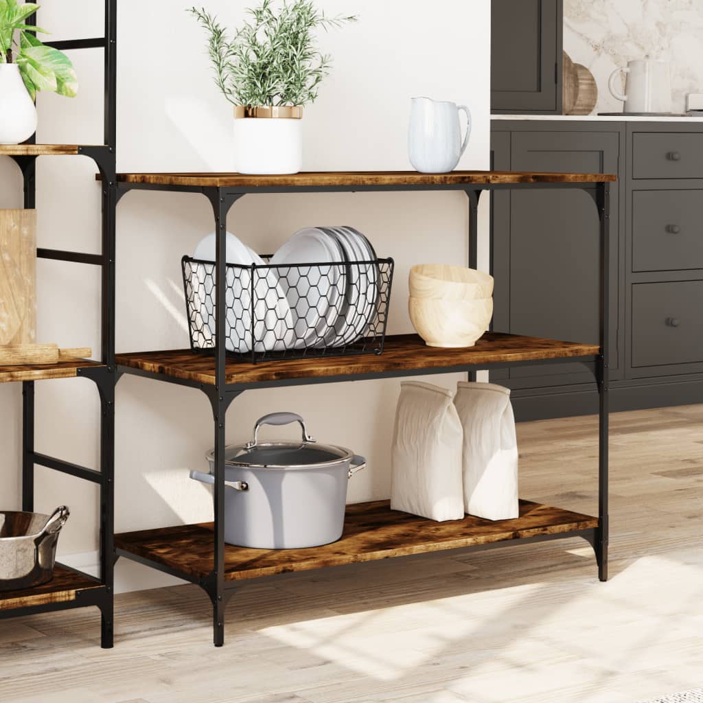 Vidaxl keukentrolley 102x50x95 cm bewerkt hout gerookt eikenkleurig