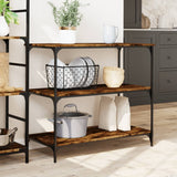 Vidaxl keukentrolley 102x50x95 cm bewerkt hout gerookt eikenkleurig