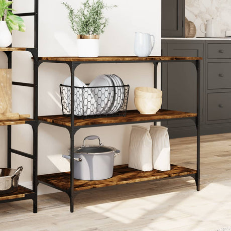 Vidaxl keukentrolley 102x50x95 cm bewerkt hout gerookt eikenkleurig