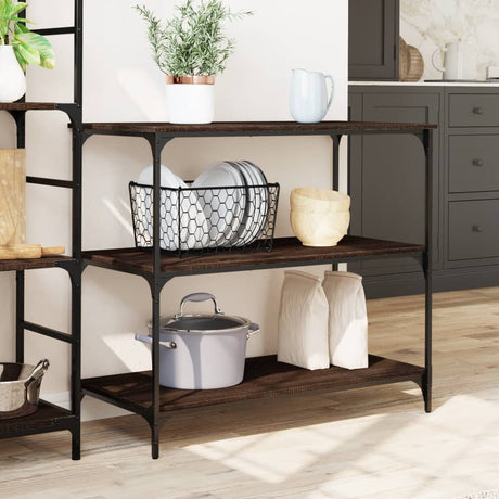 Vidaxl keukentrolley 102x50x95 cm bewerkt hout bruin eikenkleurig