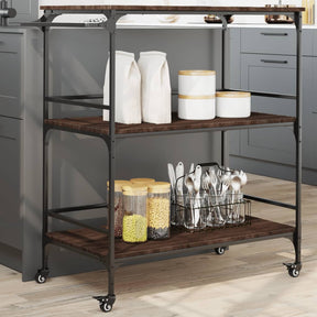 Vidaxl keukentrolley 100,5x50x105 cm bewerkt hout bruin eikenkleurig