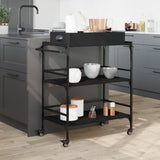 Vidaxl keukentrolley 81,5x41x92,5 cm bewerkt hout zwart