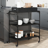 Vidaxl keukentrolley 81,5x41x92,5 cm bewerkt hout zwart