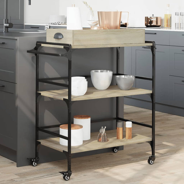 Vidaxl keukentrolley 81,5x41x92,5 cm bewerkt hout sonoma eikenkleurig