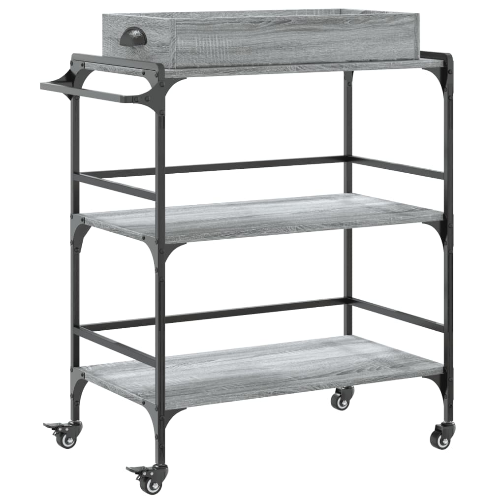 Vidaxl keukentrolley 81,5x41x92,5 cm bewerkt hout grijs sonoma eiken