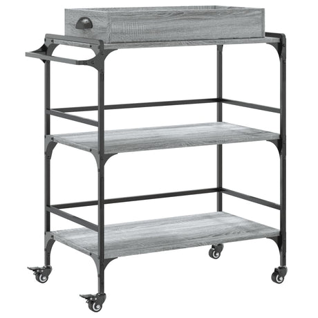 Vidaxl keukentrolley 81,5x41x92,5 cm bewerkt hout grijs sonoma eiken