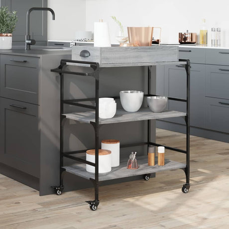 Vidaxl keukentrolley 81,5x41x92,5 cm bewerkt hout grijs sonoma eiken