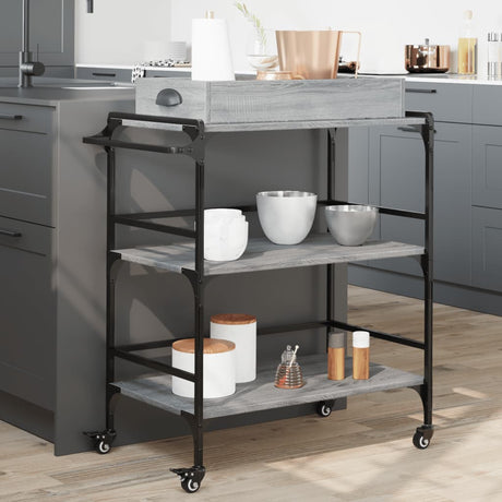 Vidaxl keukentrolley 81,5x41x92,5 cm bewerkt hout grijs sonoma eiken