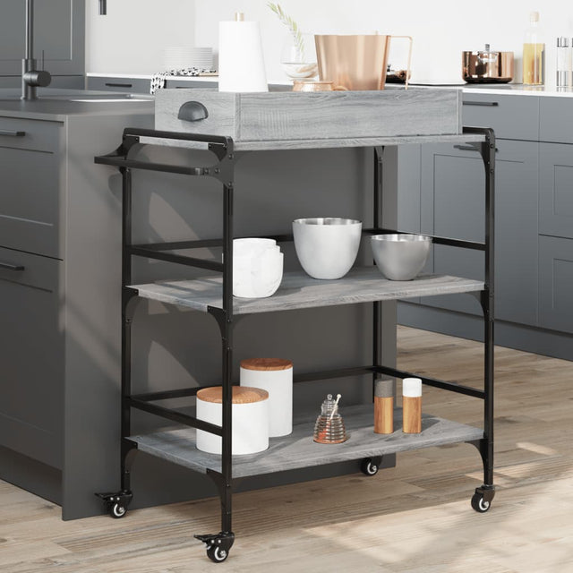 Vidaxl keukentrolley 81,5x41x92,5 cm bewerkt hout grijs sonoma eiken