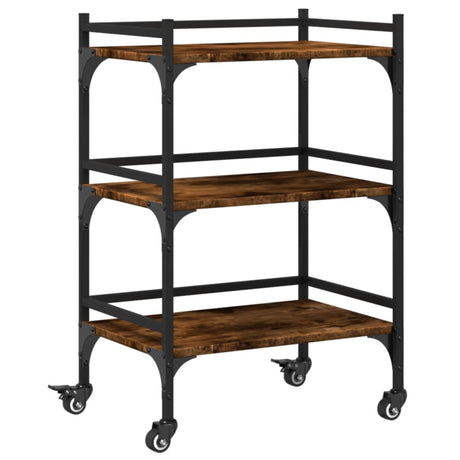 Vidaxl keukentrolley 50x35x75,5 cm bewerkt hout gerookt eikenkleurig