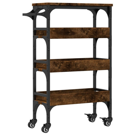 Vidaxl keukentrolley 53x20x76 cm bewerkt hout gerookt eikenkleurig