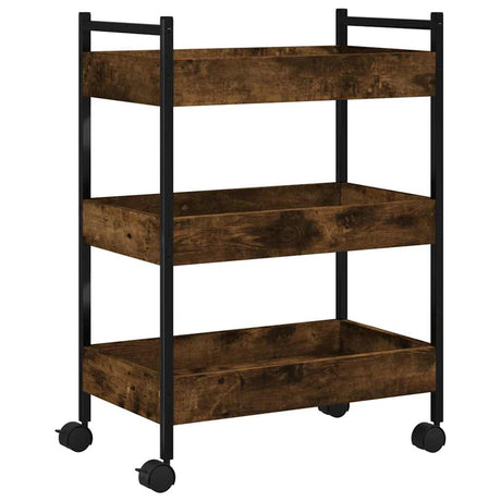 Vidaxl keukentrolley 50x30x70 cm bewerkt hout gerookt eikenkleurig