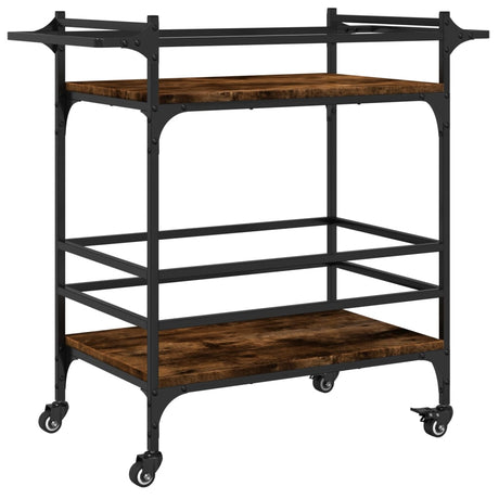 Vidaxl keukentrolley 82x40x78,5 cm bewerkt hout gerookt eikenkleurig