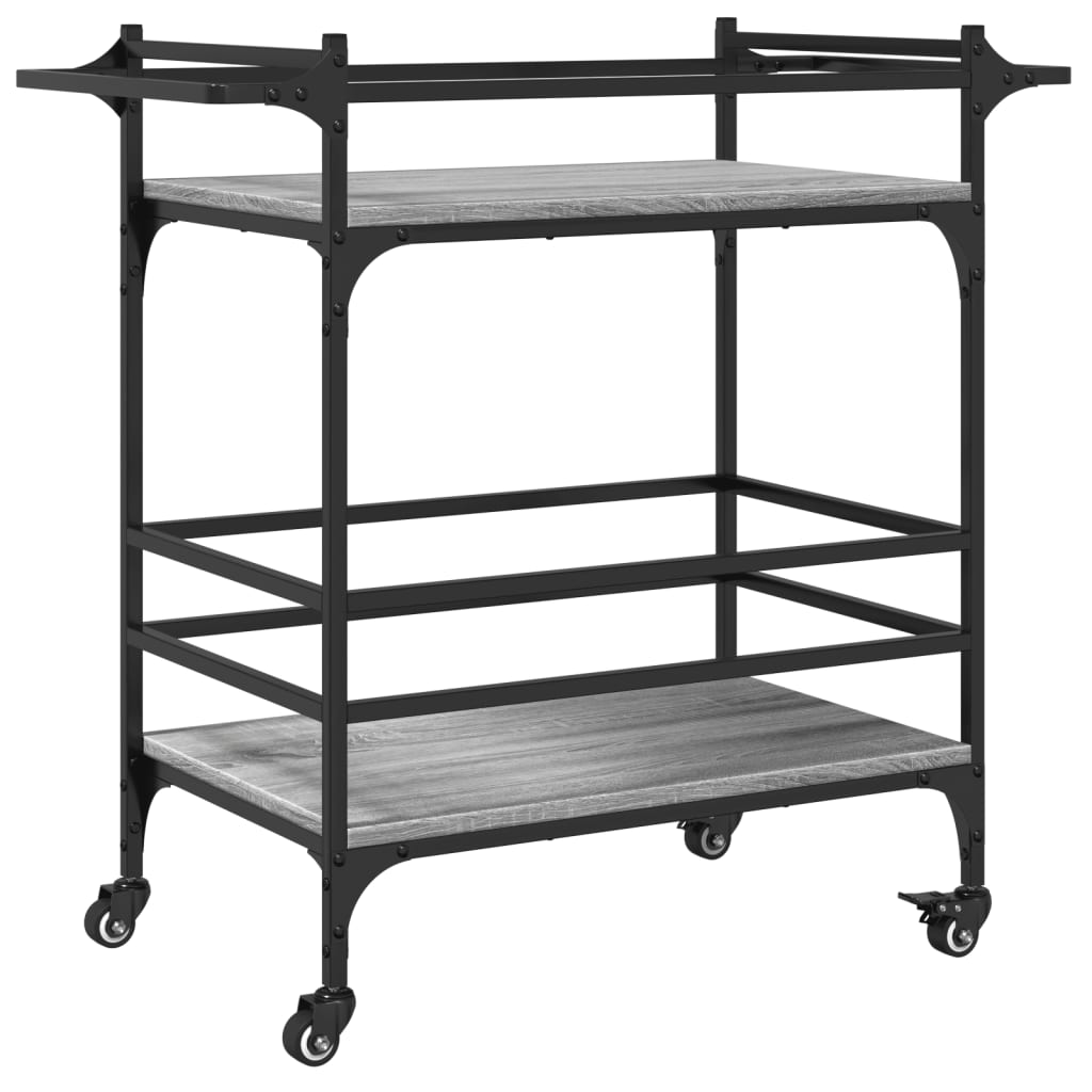 Vidaxl keukentrolley 82x40x78,5 cm bewerkt hout grijs sonoma eiken