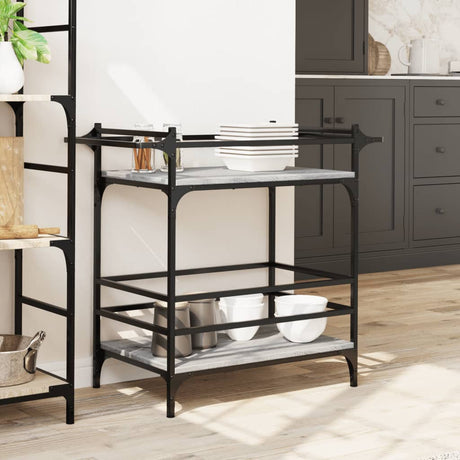 Vidaxl keukentrolley 82x40x78,5 cm bewerkt hout grijs sonoma eiken