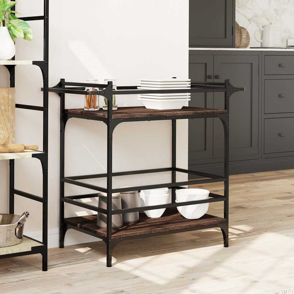Vidaxl keukentrolley 82x40x78,5 cm bewerkt hout bruin eikenkleurig