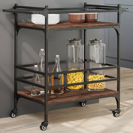 Vidaxl keukentrolley 82x40x78,5 cm bewerkt hout bruin eikenkleurig
