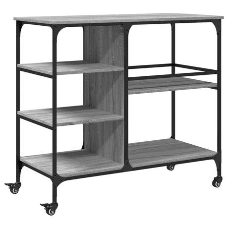 Vidaxl keukentrolley 100x45x89,5 cm bewerkt hout grijs sonoma eiken