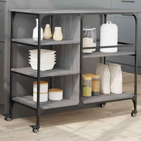Vidaxl keukentrolley 100x45x89,5 cm bewerkt hout grijs sonoma eiken