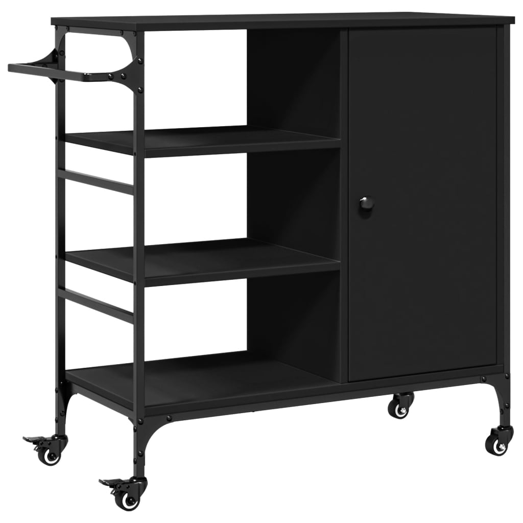 Vidaxl keukentrolley 87,5x38,5x84,5 cm bewerkt hout zwart