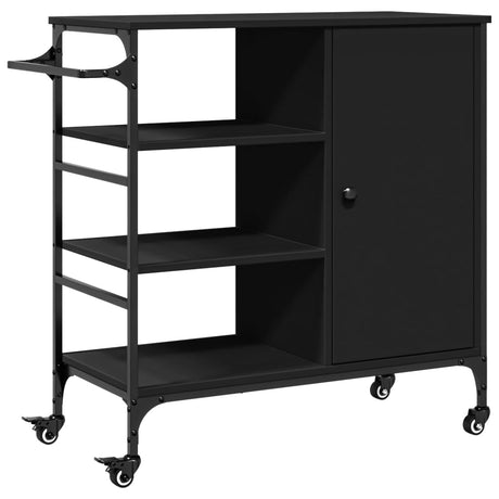 Vidaxl keukentrolley 87,5x38,5x84,5 cm bewerkt hout zwart
