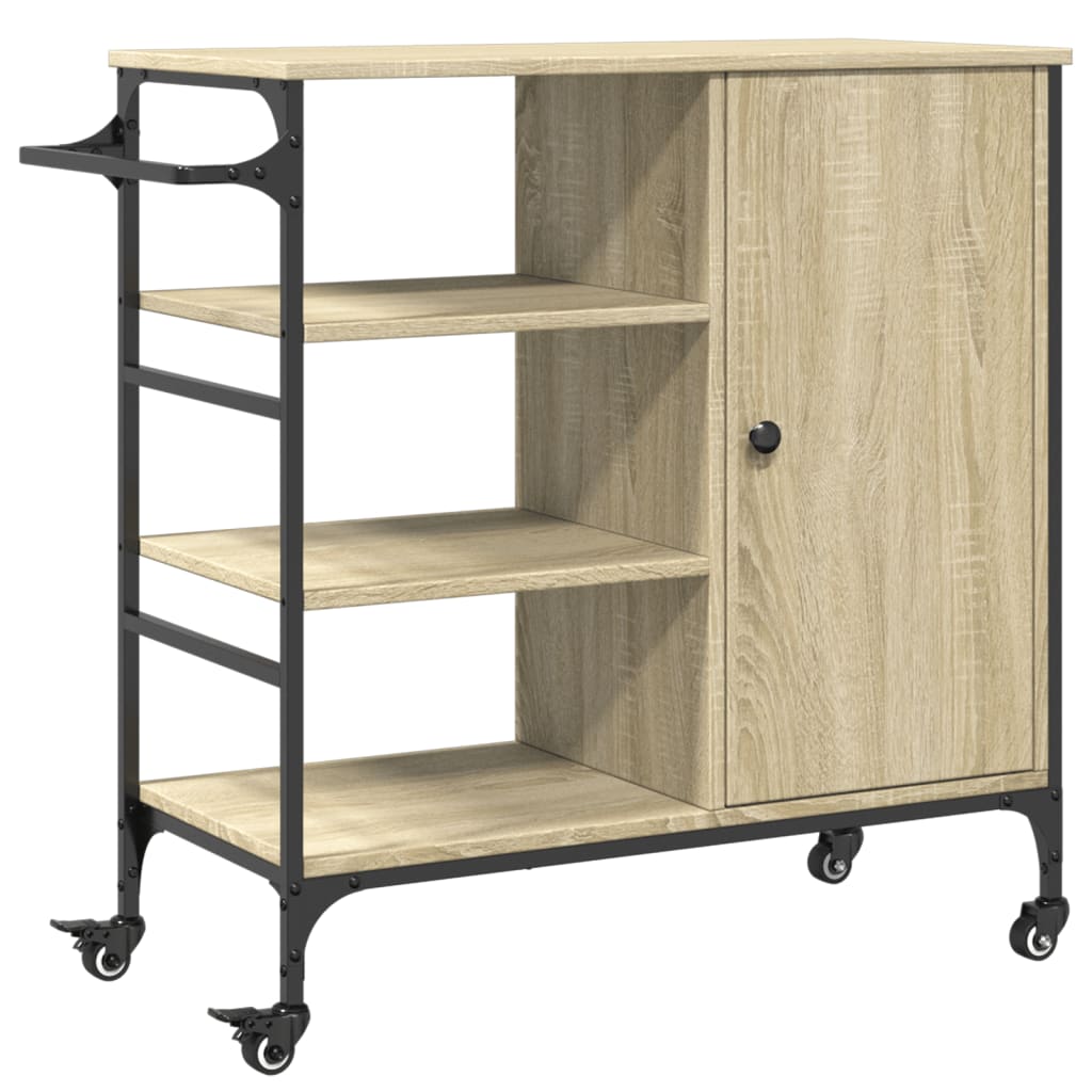 Vidaxl keukentrolley 87,5x38,5x84,5 cm bewerkt hout sonoma eikenkleur