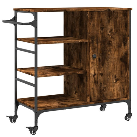 Vidaxl keukentrolley 87,5x38,5x84,5 cm bewerkt hout gerookt eikenkleur