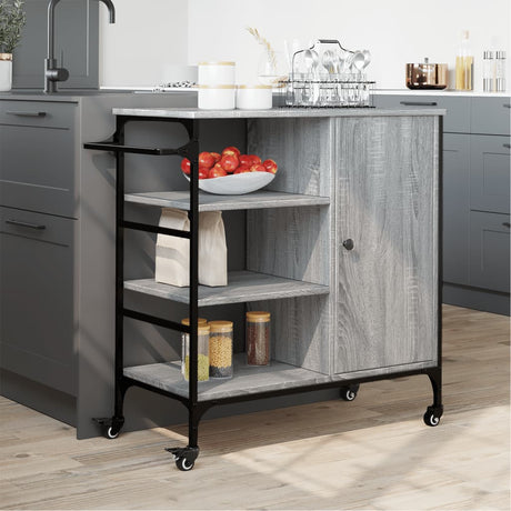 Vidaxl keukentrolley 87,5x38,5x84,5 cm bewerkt hout grijs sonoma eiken