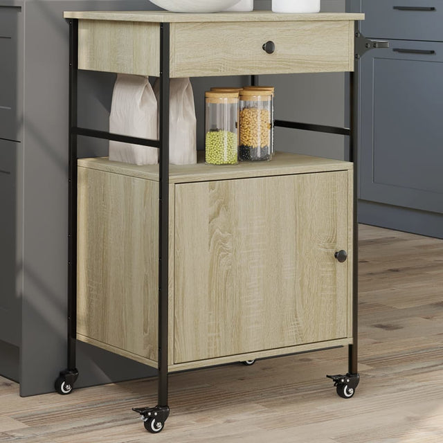 Vidaxl keukentrolley 56x43x89,5 cm bewerkt hout sonoma eikenkleurig
