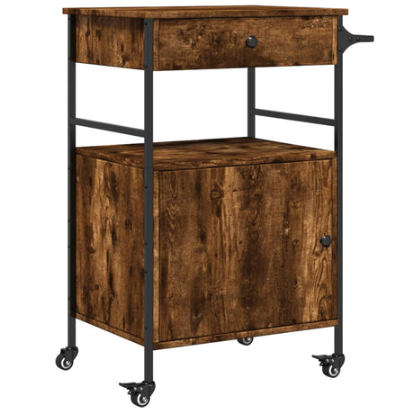 Vidaxl keukentrolley 56x43x89,5 cm bewerkt hout gerookt eikenkleurig