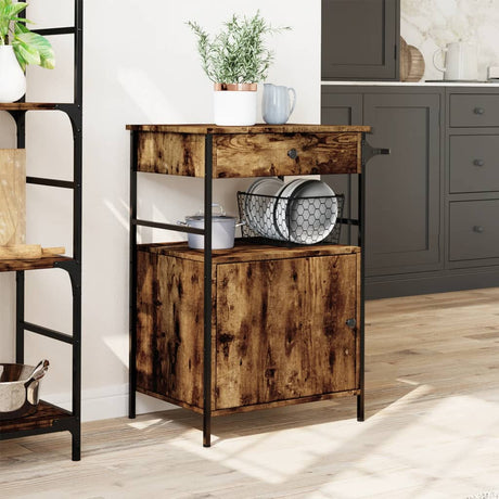 Vidaxl keukentrolley 56x43x89,5 cm bewerkt hout gerookt eikenkleurig