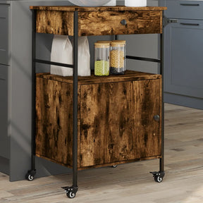 Vidaxl keukentrolley 56x43x89,5 cm bewerkt hout gerookt eikenkleurig