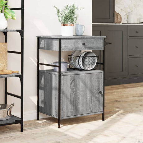 Vidaxl keukentrolley 56x43x89,5 cm bewerkt hout grijs sonoma eiken