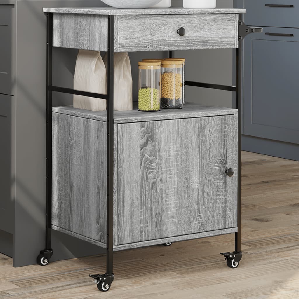 Vidaxl keukentrolley 56x43x89,5 cm bewerkt hout grijs sonoma eiken