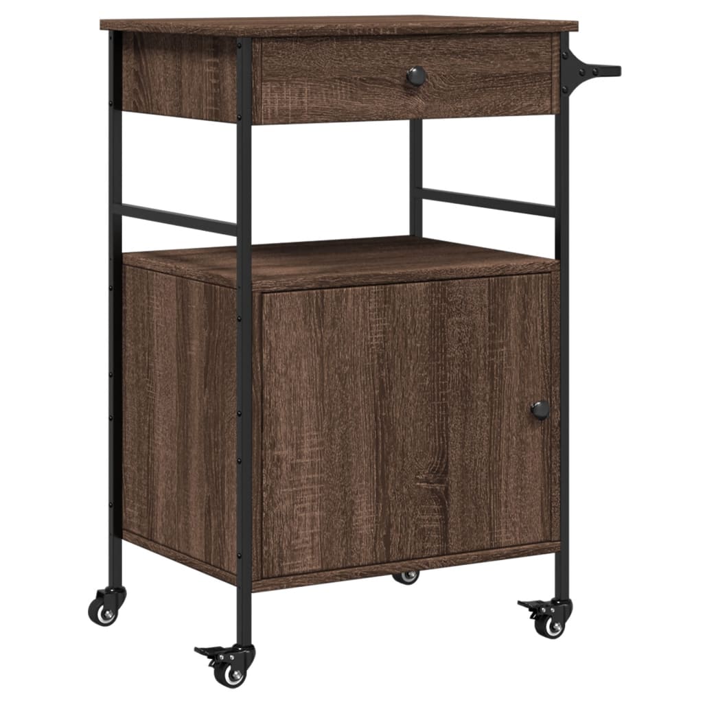 Vidaxl keukentrolley 56x43x89,5 cm bewerkt hout bruin eikenkleurig