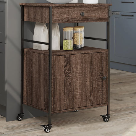 Vidaxl keukentrolley 56x43x89,5 cm bewerkt hout bruin eikenkleurig